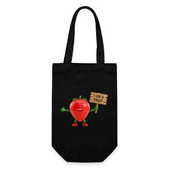 Fraise avec un panneau - Sac à bouteille - noir - Devant