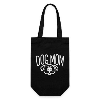Dog Mom - Hundemama Design mit schlafendem Hund - Geschenkbeutel für Flaschen - Schwarz - Vorne