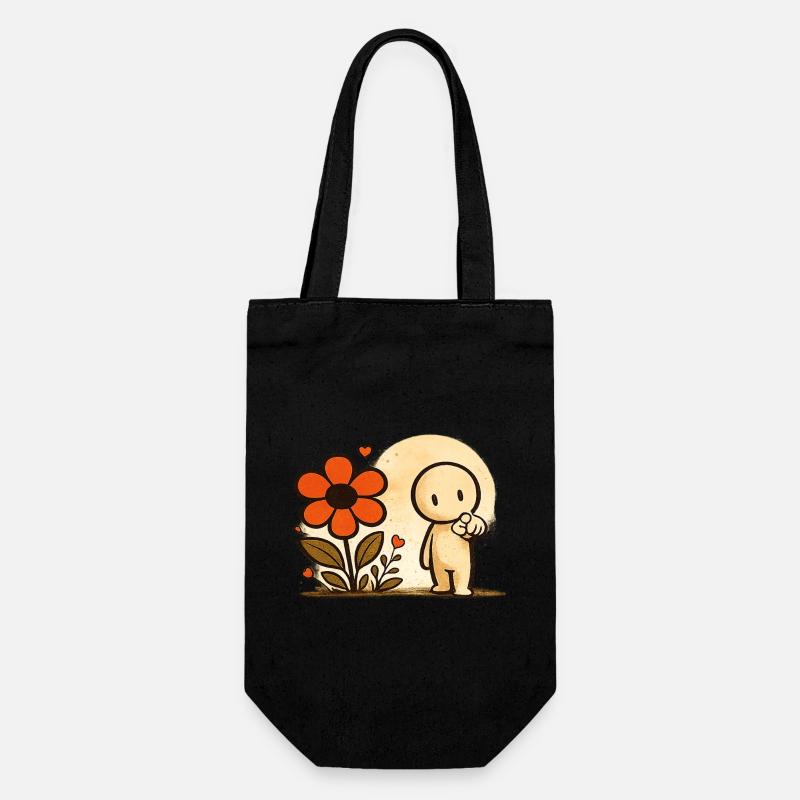 Der kleine Gedanke | Blume - Geschenkbeutel für Flaschen - Schwarz