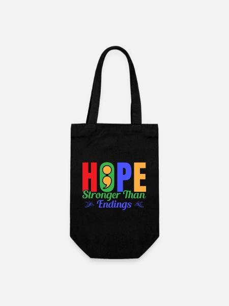 Semicolon Suicide Prevention Hope Stronger Semi - Gift Bag for Bottles - black