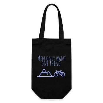 Nur eins: Berge und Fahrrad - Geschenkbeutel für Flaschen - Schwarz - Vorne