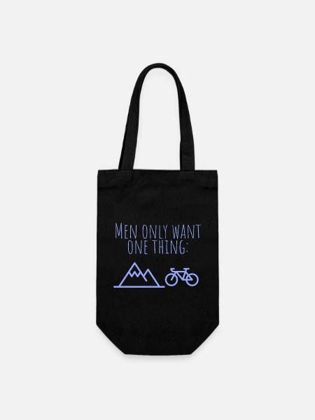 Nur eins: Berge und Fahrrad - Geschenkbeutel für Flaschen - Schwarz