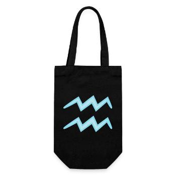 Wassermann Tierkreiszeichen Pastellblau - Geschenkbeutel für Flaschen - Schwarz - Vorne