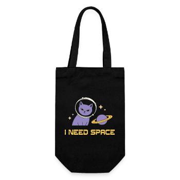 Space Cat – I Need Space - Gift Bag for Bottles - black - Front