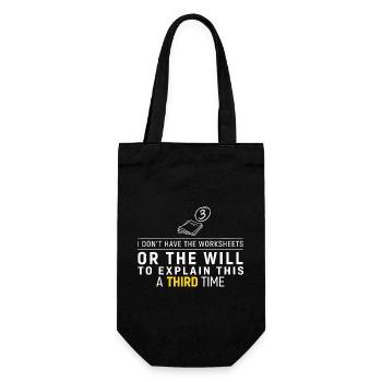 Third Time No Worksheets Tee - Gift Bag for Bottles - black - Front