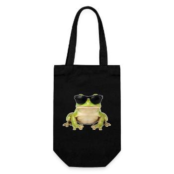 Cooler Frosch mit Sonnenbrille - Geschenkbeutel für Flaschen - Schwarz - Vorne