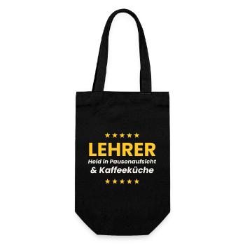 Lehrer Shirt Pausenaufsicht Kaffeeküche Lustig - Geschenkbeutel für Flaschen - Schwarz - Vorne