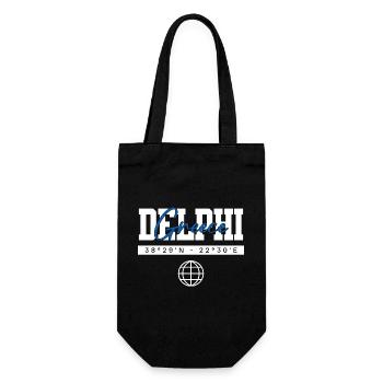 Delphi Griechenland Koordinaten Reise Souvenir - Geschenkbeutel für Flaschen - Schwarz - Vorne