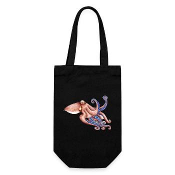 Blue octopus - Blue octopus - Poulpe bleu - Gift Bag for Bottles - black - Front