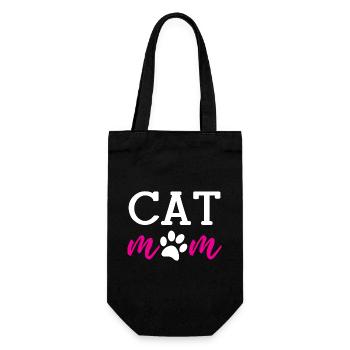 Cat Mom - Geschenkbeutel für Flaschen - Schwarz - Vorne