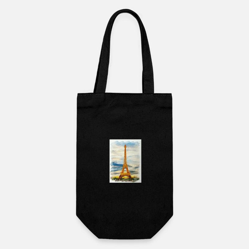 Aquarell Eiffelturm Skyline Kunst - Geschenkbeutel für Flaschen - Schwarz