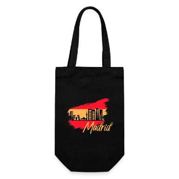 Madrid Spain flag skyline - Gift Bag for Bottles - black - Front