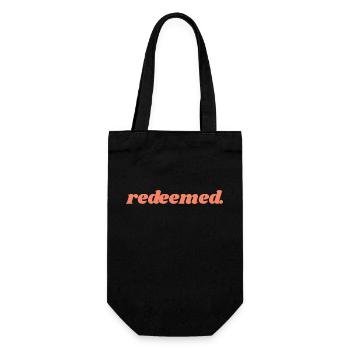 Redeemed - Christian Quote - Gift Bag for Bottles - black - Front