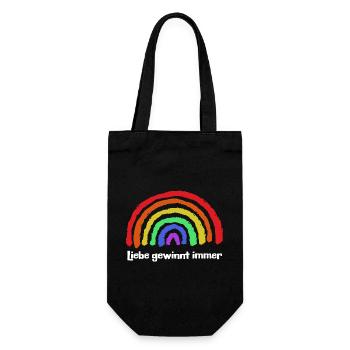 Regenbogen Frieden Freiheit Liebe Statement - Geschenkbeutel für Flaschen - Schwarz - Vorne