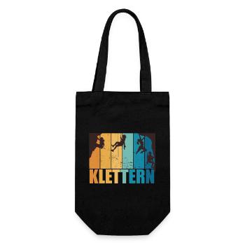 Klettern Bouldern Bergsteigen Berge Vintage - Geschenkbeutel für Flaschen - Schwarz - Vorne