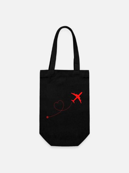 Amour en vol avion et cœur - Sac à bouteille - noir