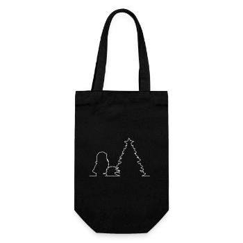 Santa Claus pees on Christmas tree, Christmas - Gift Bag for Bottles - black - Front