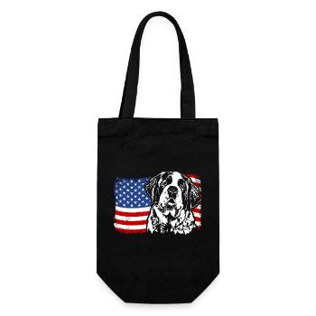 ST. BERNARDS America Flag Dogs Dog Wilsigns - Gift Bag for Bottles - black - Front