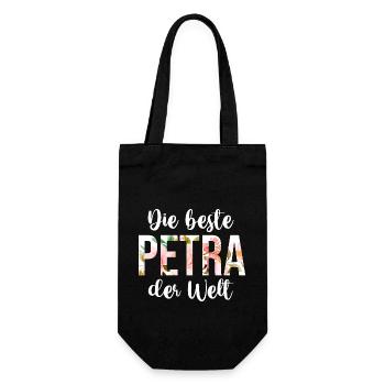 Name Petra - Geschenkbeutel für Flaschen - Schwarz - Vorne