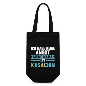 Ich habe keine Angst meine Mama ist Kasachin - Geschenkbeutel für Flaschen - Schwarz - Vorne