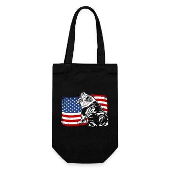 Englische Bulldogge Amerika Fahne Hunde Wilsigns - Geschenkbeutel für Flaschen - Schwarz - Vorne
