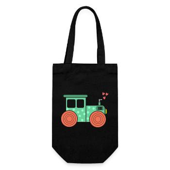 Heart Tractor Commercial Vehicle Farm Farming Field - Gift Bag for Bottles - black - Front