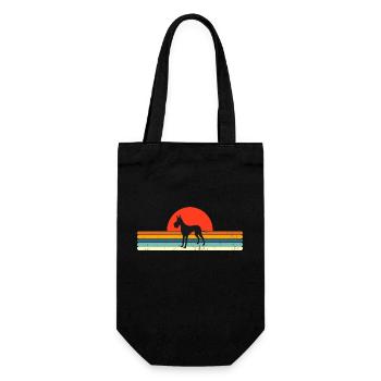 Vintage Hund Retro Sonnenuntergang - Geschenkbeutel für Flaschen - Schwarz - Vorne