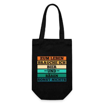 Bier Braunbär Bär - Geschenkbeutel für Flaschen - Schwarz - Vorne