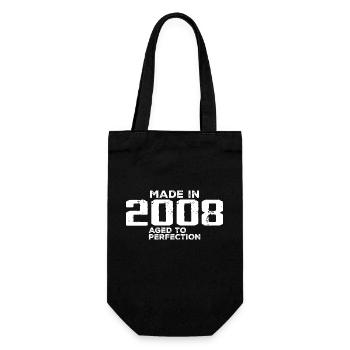 Jahrgang 2008 Retro 2008 Jubiläumsgeschenk - Geschenkbeutel für Flaschen - Schwarz - Vorne