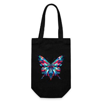 Butterfly in polygon illustration - Gift Bag for Bottles - black - Front