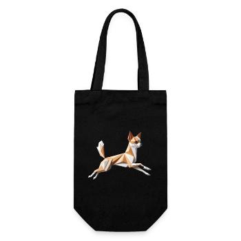 chien chihuahua qui court origami géométrique 3d - Sac à bouteille - noir - Devant