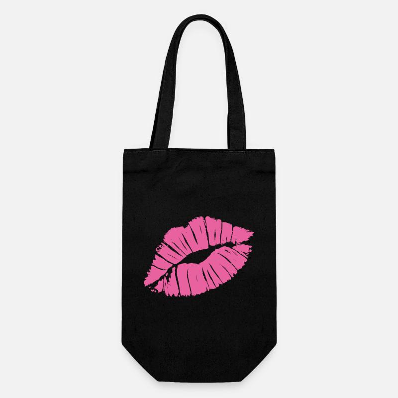 Smooch Rouge à lèvres rose Kiss Mark Love déclaration Tee - Sac à bouteille - noir