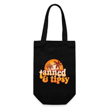 Summer Vibes Tanned And Tipsy Tropical Travel - Geschenkbeutel für Flaschen - Schwarz - Vorne