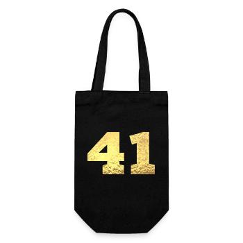 Nummer 41 Gold Glitter - 41. Jahrestag - Geschenkbeutel für Flaschen - Schwarz - Vorne