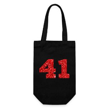 Number 41 Red Glitter - 41st Anniversary - Gift Bag for Bottles - black - Front