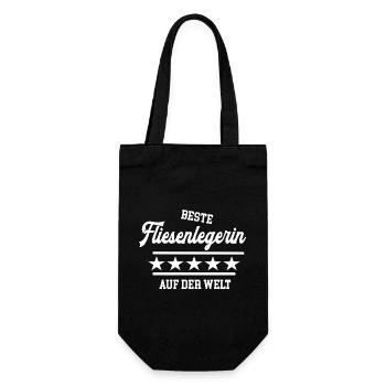 Beste Fliesenlegerin Weltbeste Chefin Fliesenleger - Geschenkbeutel für Flaschen - Schwarz - Vorne