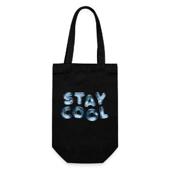 Stay Cool Eiswüfel Cool bleiben Eis Schrift - Geschenkbeutel für Flaschen - Schwarz - Vorne