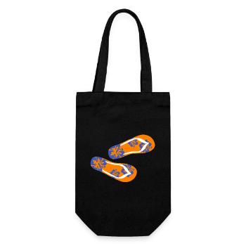 Slippers Hawaii Flip Flops Holiday Summer Flower Fun - Gift Bag for Bottles - black - Front