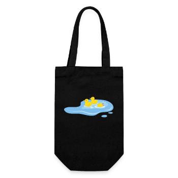 Enten in einem Teich - Geschenkbeutel für Flaschen - Schwarz - Vorne