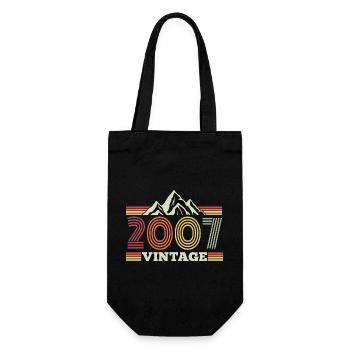 Geburtstag Jahrgang 2007 Retro Natur Berge - Geschenkbeutel für Flaschen - Schwarz - Vorne