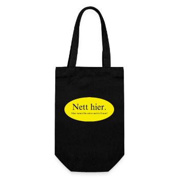 Nett hier, aber waren Sie schon mal in Traun? - Geschenkbeutel für Flaschen - Schwarz - Vorne