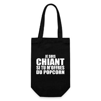 Mann, der es liebt: Popcorn. Lustiger Design-Humor - Geschenkbeutel für Flaschen - Schwarz - Vorne