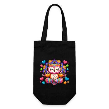 Eule Mandala Yoga - Geschenkbeutel für Flaschen - Schwarz - Vorne