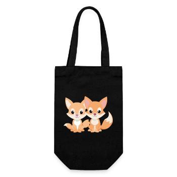 Deux petits renards amis complices - Sac à bouteille - noir - Devant