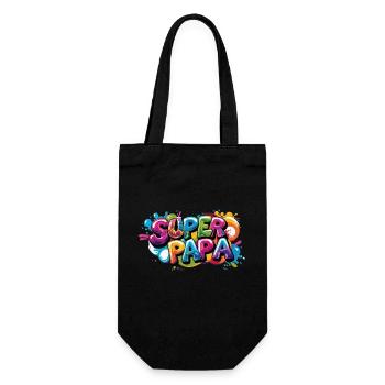 Cooles Superpapa Shirt im Graffiti Style für Väter - Geschenkbeutel für Flaschen - Schwarz - Vorne