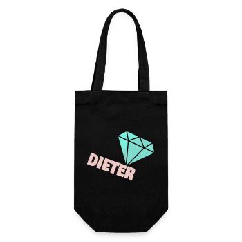 Funkelnder Diamant mit Dieter - Geschenkbeutel für Flaschen - Schwarz - Vorne