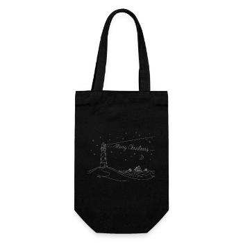Merry Christmas Lighthouse Beach & Sea - Gift Bag for Bottles - black - Front