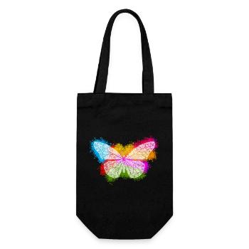 Zentangle-Schmetterling - Geschenkbeutel für Flaschen - Schwarz - Vorne
