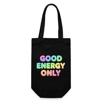 Good Energy Only – Positive Statement Typografie - Geschenkbeutel für Flaschen - Schwarz - Vorne