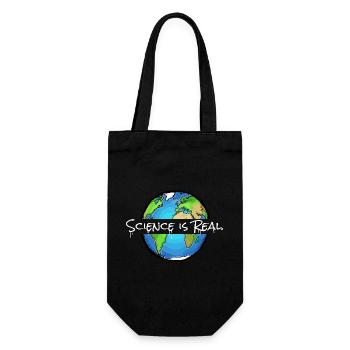 Science is Real | Weltkugel - Geschenkbeutel für Flaschen - Schwarz - Vorne